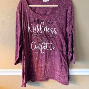 LA Threads Women's Burgundy and White T-shirt, Size 3X